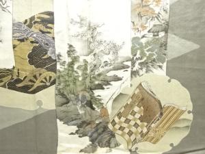 アンティーク　山水風景に龍虎伝模様肩裏男物羽織